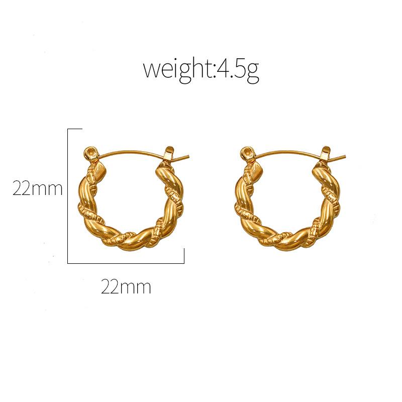 Edelstahl vergoldet 18K Gold Französisch Glatt Hohl Ohrringe Mode Vielseitig Geometrisch Titanstahl Kreis Ohrringe Damen