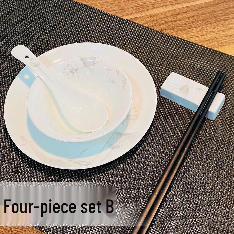 Luminous Lotus 5-Piece Ceramic Dinnerware Set