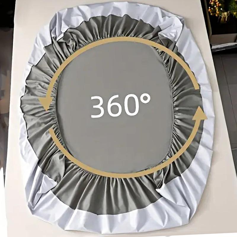 1 PC Solid Color Fitted Sheet,Waterproof Bed Sheet Mattress Protector,Deep Pocket Bed Sheet Soft  Comfortable and Durable Bedding 360°Full Wrap