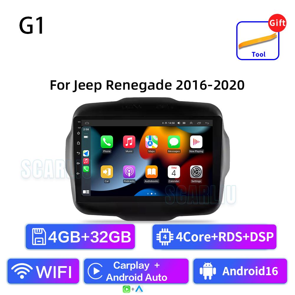 FJN1 For Jeep Renegade 2014 - 2018 Android Auto Carplay Car Radio Multimedia Video Player GPS Navigation WiFi Bluetooth Head Unit