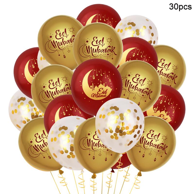 15-30Pcs Eid Mubarak Moon Star Latex Balloons Kit 2026 Muslim Islamic Festival Party Decoration Supplies Ramadan Kareem Gifts