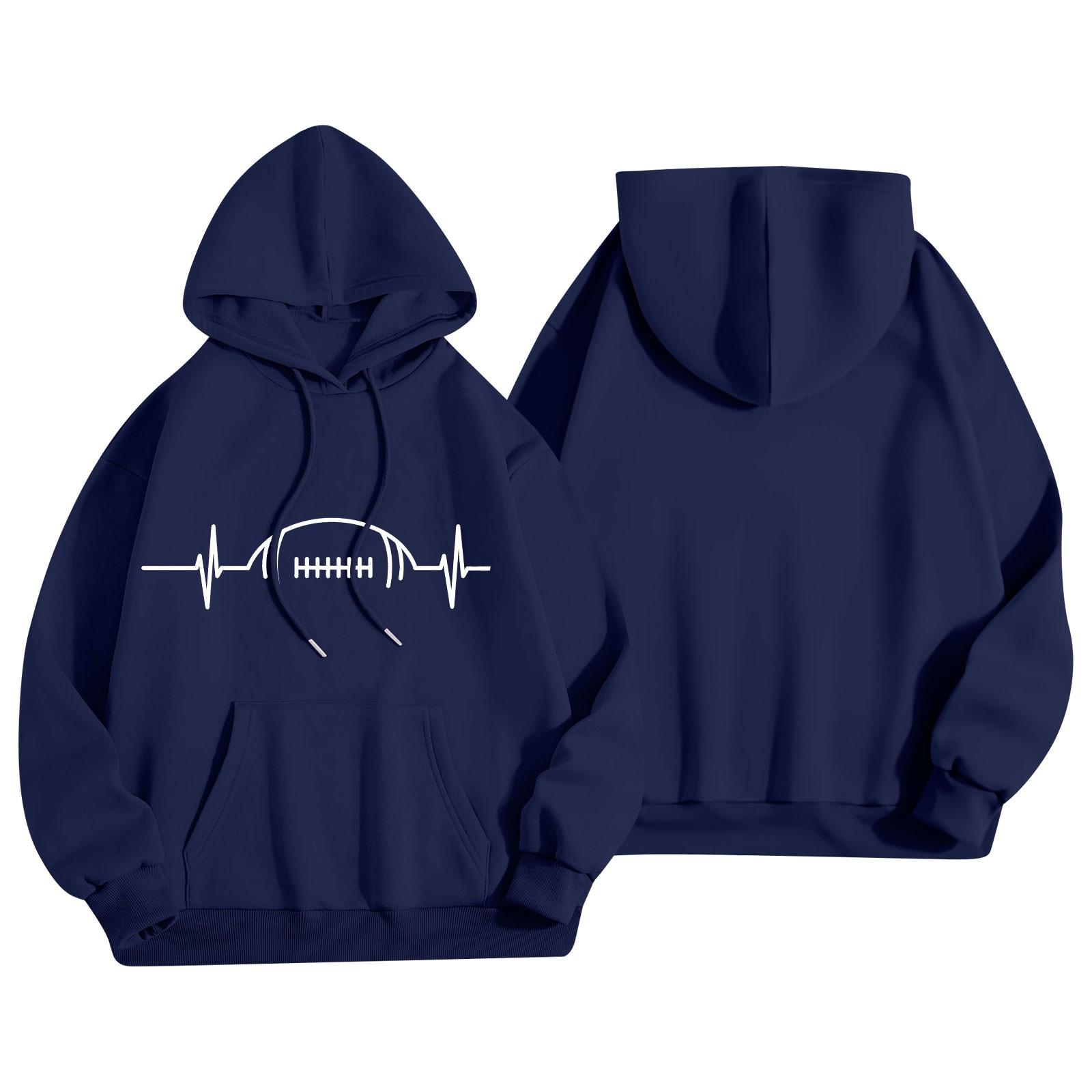 

Женская модная легкая толстовка с длинными рукавами и карманами с принтом регби XL