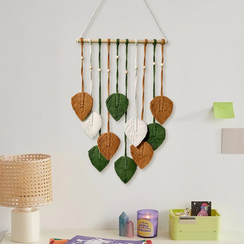 Bohemian Handmade Cotton Leaf Tapestry Wall Hanging