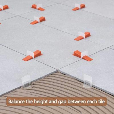 Juego de 100 piezas Sistema de Nivelación de Azulejos Cuñas con Clips 1/25''(1 mm) Instalación Profesional de Baldosas Cerámicas y Piedra