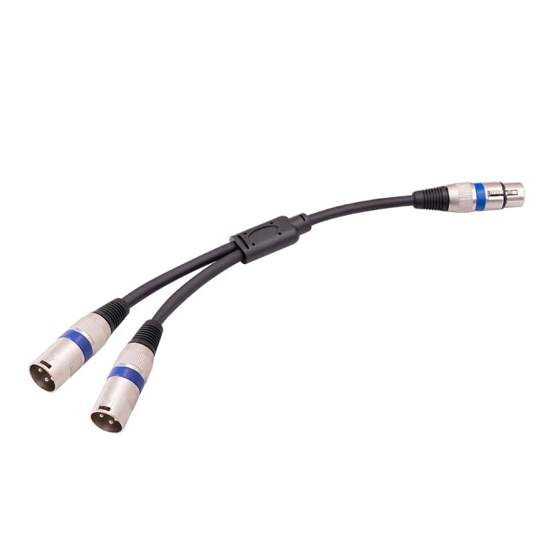 Audio Cable 3Pin XLR Female To Dual- XLR Male Y Splitter Nickel Plated Connectors With Metal Serviceable Ends 0.5M