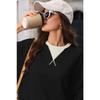 Women Loose Color Block Crew Neck Long Sleeve Casual Pullover Sweatshirt