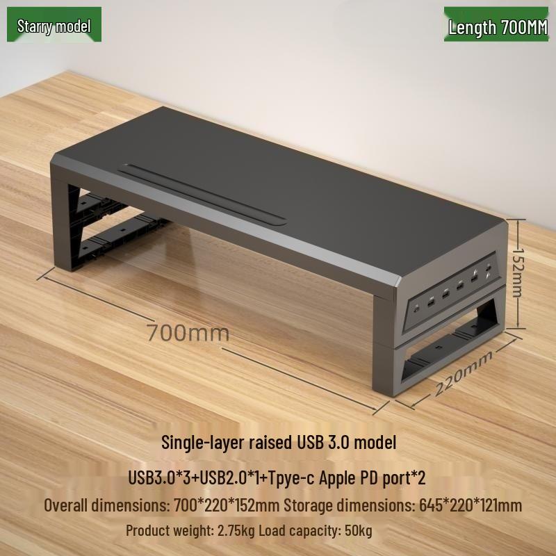 Gecko Double-Layer USB-C Monitor Riser with Expansion & Charging