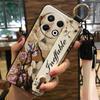 Protective Flower Phone Case For Tecno Spark30 Pro 4G/KL7 Kickstand Dirt-resistant Phone Holder Wrist Strap Back Cover