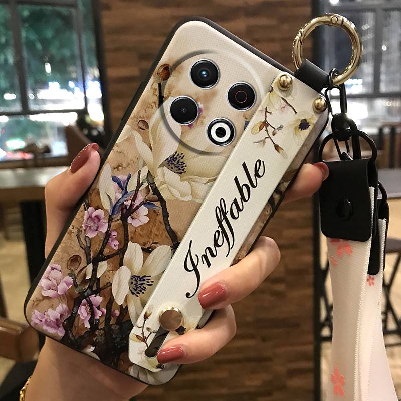 Protective Flower Phone Case For Tecno Spark30 Pro 4G/KL7 Kickstand Dirt-resistant Phone Holder Wrist Strap Back Cover