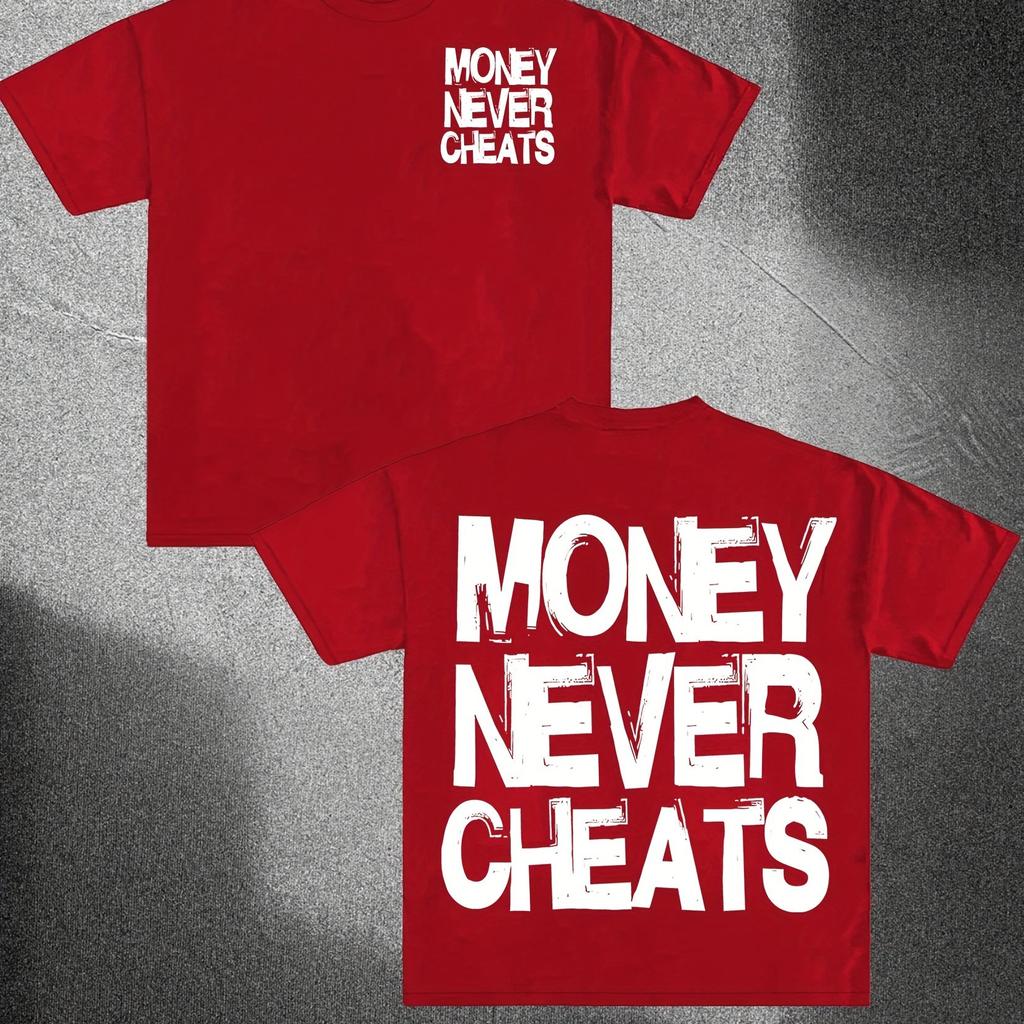Geld betrügt nie Grafik Baumwoll-T-Shirt für Herren Königsblau Lässig Rundhalsausschnitt Kurzarm Unisex Lockere Passform Vielseitiger Stil