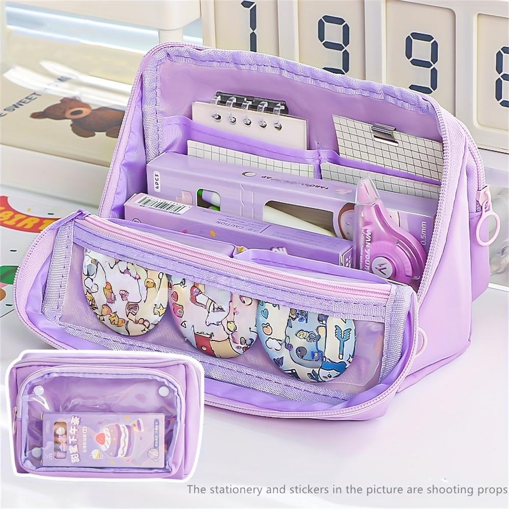 

1 Large Capacity Pencil Case with 9 Compartments, Multi Slot Durable Pencil Case, Storage Box, Suitable for Teenagers фиолетовый