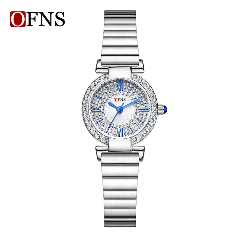 Oufanny Women's Retro Quartz Watch: Waterproof, Small Dial, Diamond Inlaid, Simple Design.
