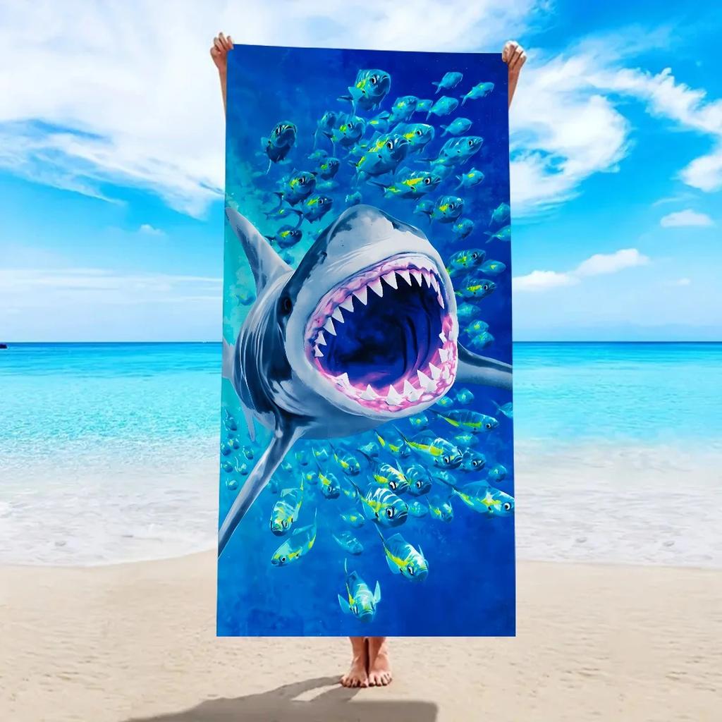 2D Flat Printed Nautical Theme Beach Towel Soft Peach Skin Quick Dry Bath Towel Swimming Pool Travel Summer Vacation Beach Decor
