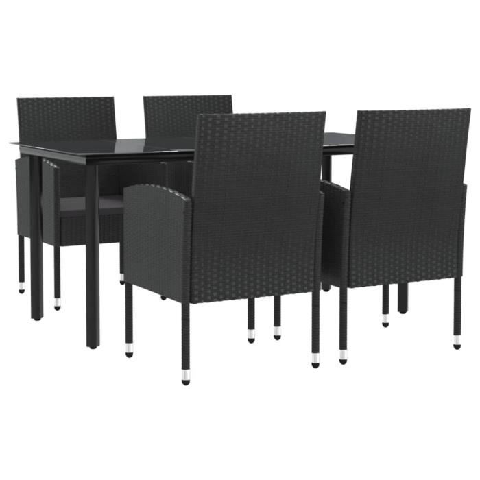 VidaXL Ensemble à manger de jardin 5 pcs noir résine tressée et acier 3203348