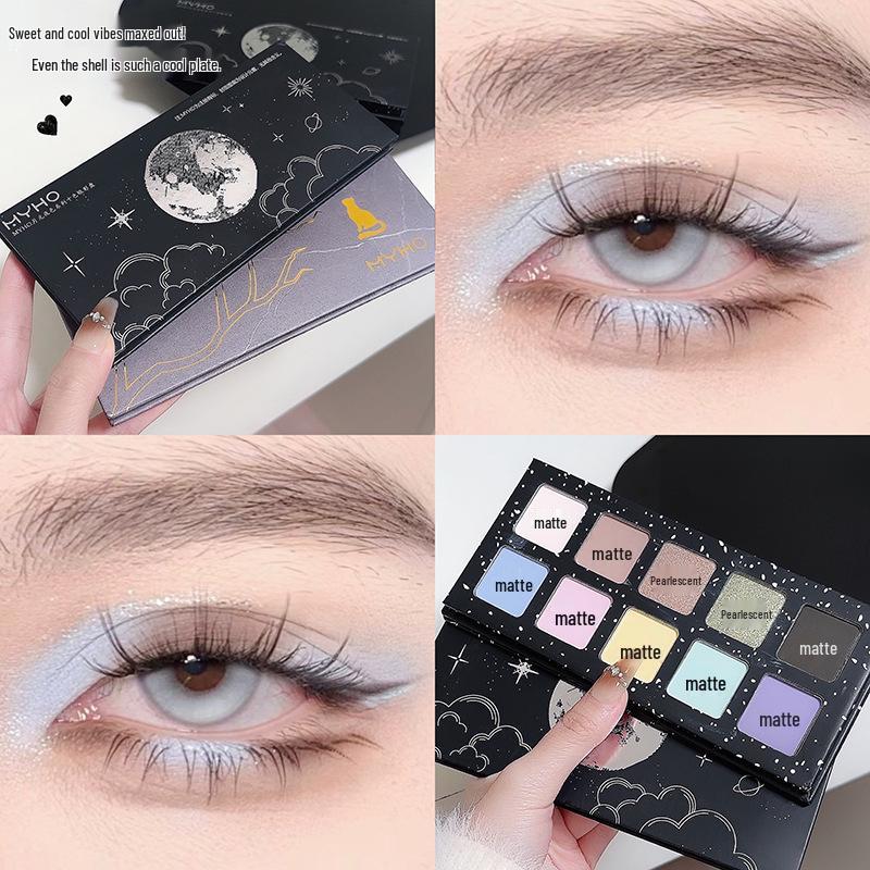 MYHO Ten-Color Wooden Branch Earth Tone Palette: Matte, Brighten, Highlight & Contour Eyeshadow and Blush for Daily Use.