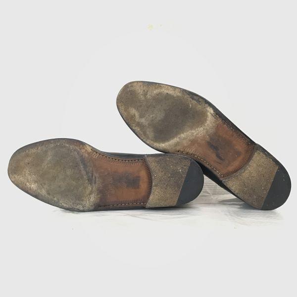 Hergestellt in Italien Vintage 80er-90er Jahre Gravati Leder Straight Tip Business Schnürschuhe Größe 9.5 27.5-28.5cm Schwarz(GEBRAUCHT)