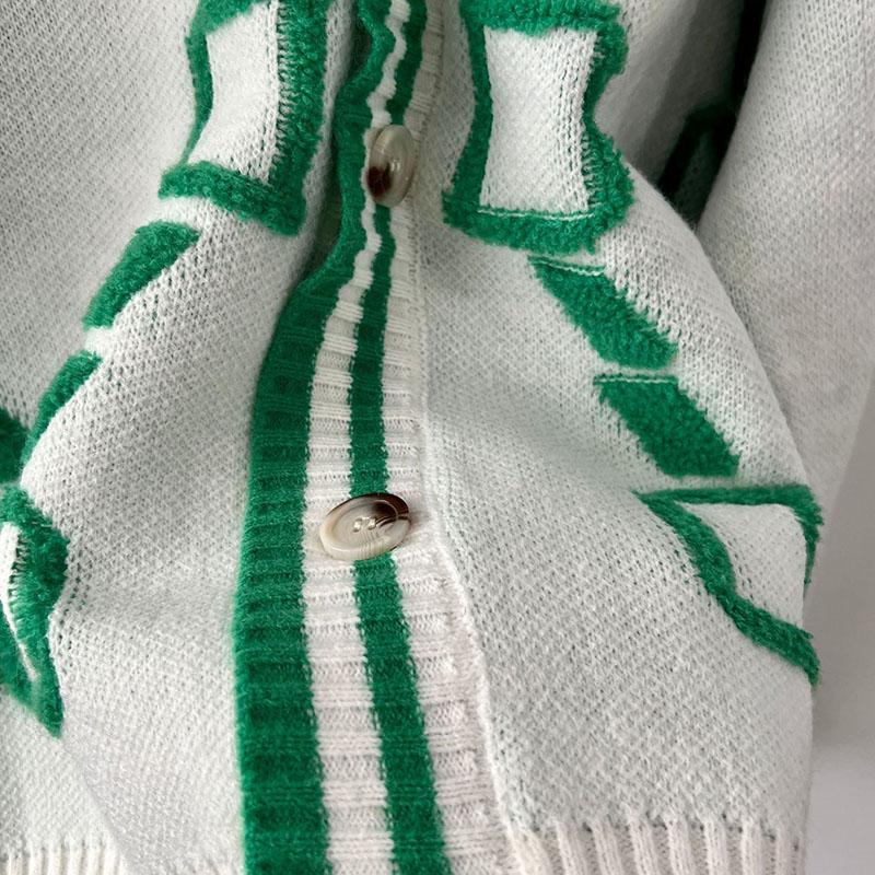 Embroidered Knit Cardigan Women's Loose Sweater V-neck Long Sleeved Single Breasted Buckle Thick Coat Warm Comfortable Casual Commuting Autumn Winter