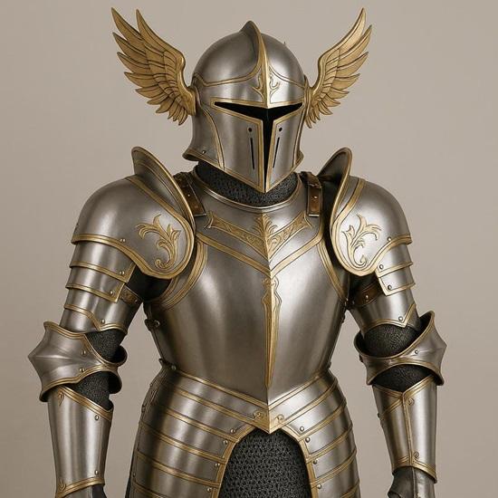 Fantasy Knight Armor Suit with Golden Trim Medieval Cosplay Costume Halloween Outfit  Gear  Collectible Display Armor Set