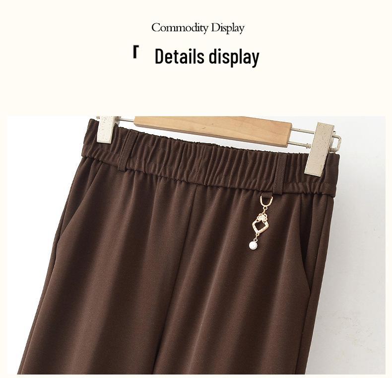 Fashionable High-Waist Elastic Trousers for Middle-aged and Elderly Women - Autumn Casual, Loose Fit