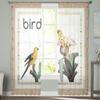Bird Flower Yellow Branch Tulle Curtains for Bedroom Living Room Printed Sheer Curtains Summer Home Decor