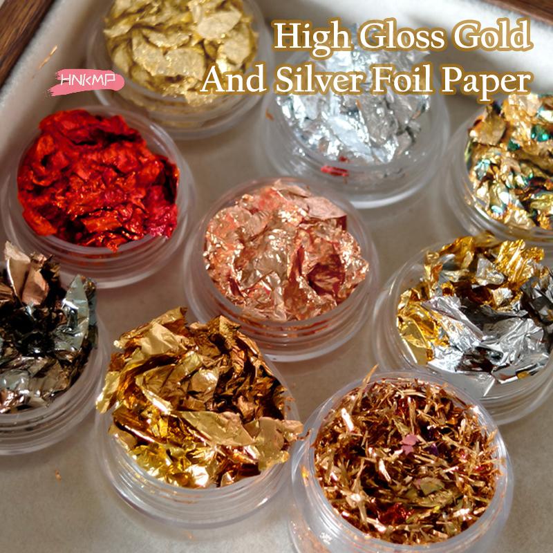 1Box Rose Gold Silver Irregular Foil Paper Nail Art Sequin Stickers Glitter DIY Manicure UV Gel Polish Decoration Tools