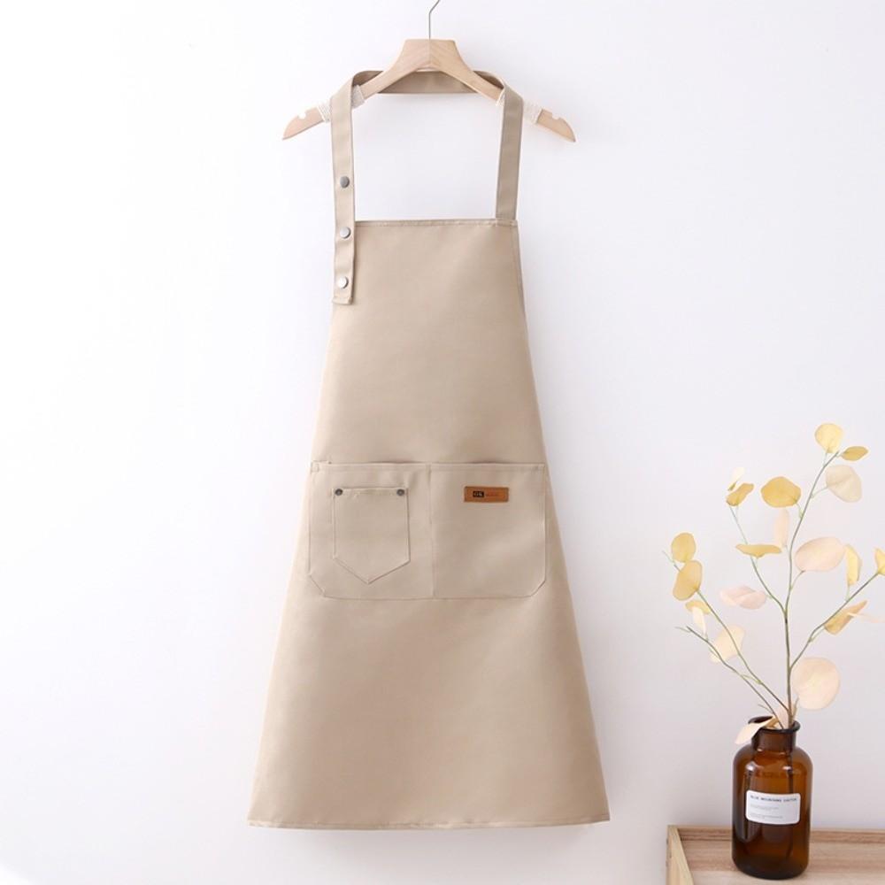 Waterproof Kitchen Apron Adjustable Straps Oil-Proof Waiter Apron Pure Color Stain-Resistant Cooking Apron for Restaurant