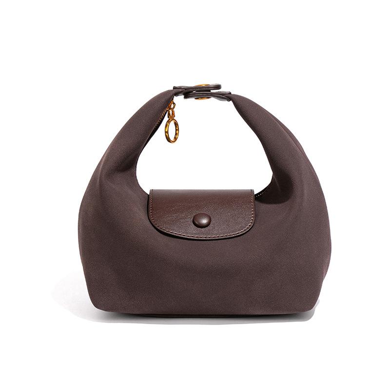 

Autumn and Winter Longxiang Bag Premium Retro Suede Flip Dumpling Bag Fashion Hand Carry Lunch Box Bag One Shoulder Underarm Bag