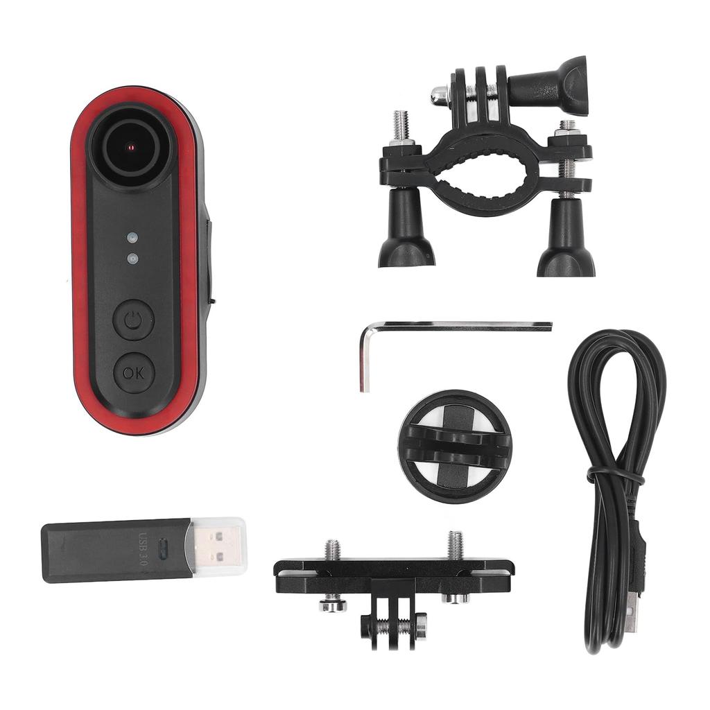 Bike Clear View Camera, 180° Adjustable Mount, Loop Recording Bike Camera with Tail Light