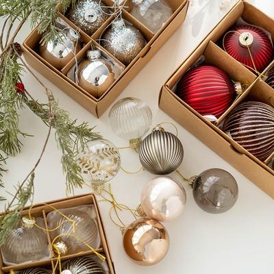 6pcs Glass Christmas Ball Set 6cm Delicate Christmas Tree Pendant Waterproof Painted Hanging Ornament Home