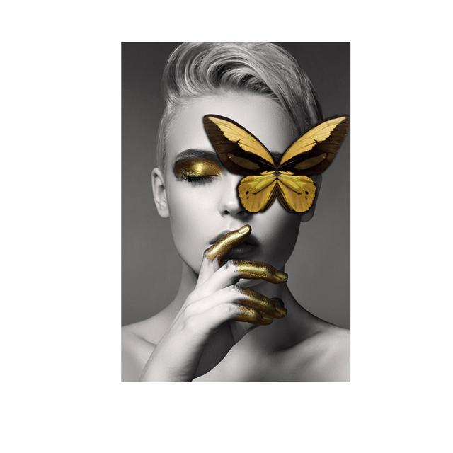 

Абстрактная картина на холсте, женское тело, бабочка, художественные постеры и принты, настенные панно для гостиной, современный домашний декор, настенное искусство 21cm×30cm No Frame