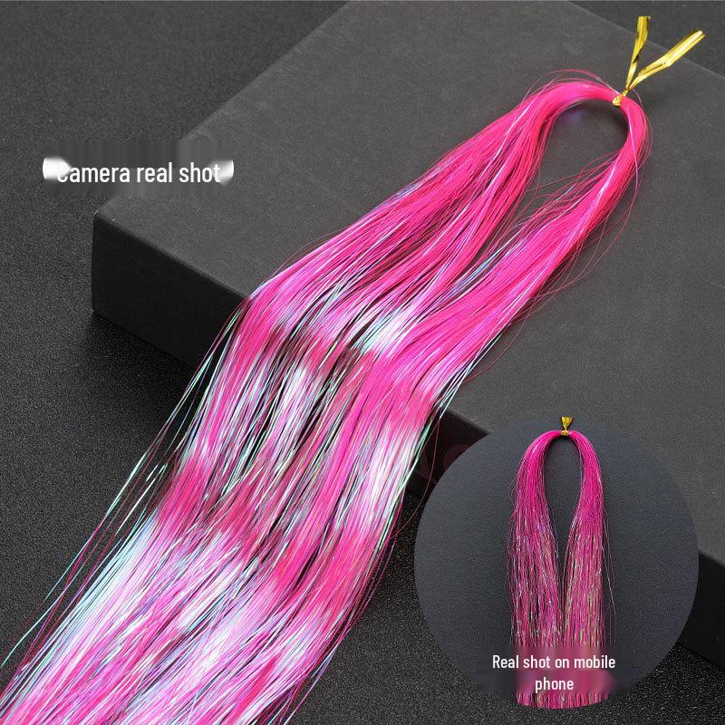 Gold Laser Tinsel Hair Extensions - Shiny Metal Wire, Colorful and Seamless.