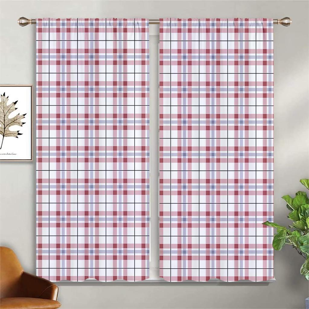 Minimalistisk Vind Svartvitt Färg Randig Rutig Gardin 2 Paneler Modern Hem Vardagsrum Sovrum Balkong Dekorativa Gardiner