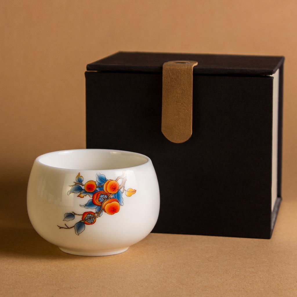 Ink wash mountain suet jade white porcelain teacup hat cup fair cup bubble teapot kung fu teacup master cup ceramic tea set