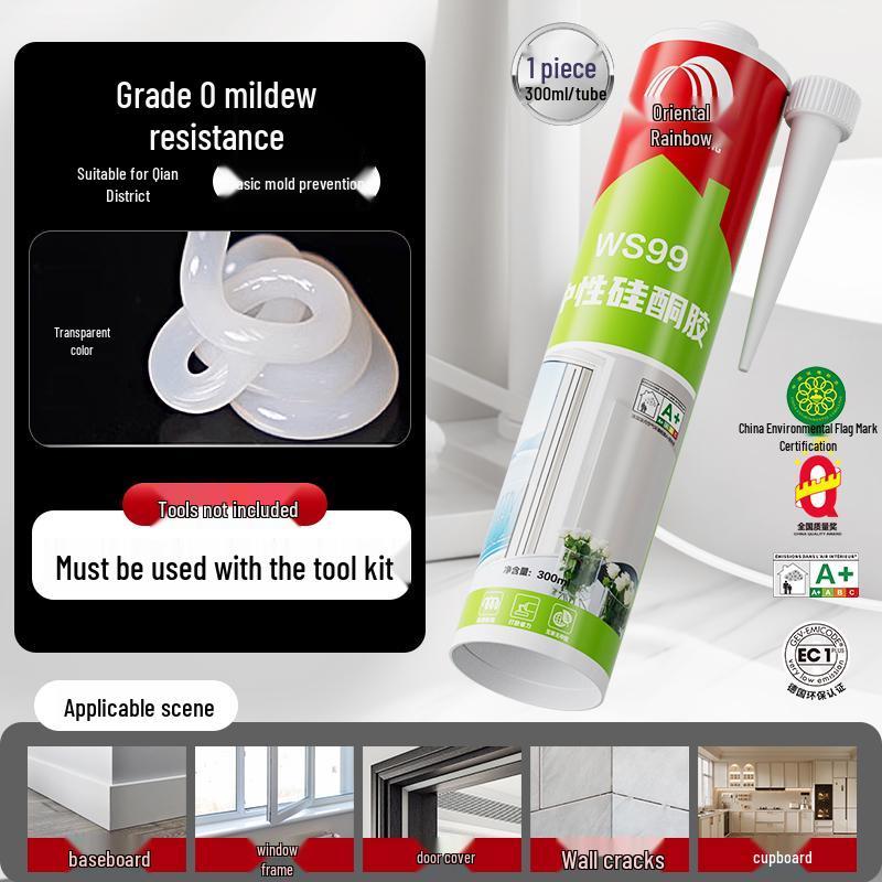 Yuhong Transparent Anti-Mold Waterproof Silicone Sealant for Kitchen, Bathroom, Window, Door, and Toilet.