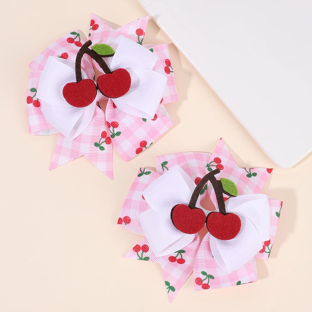 

2 шт. Клубничная заколка для волос Сладкая лента в горошек Модные банты Заколки для девочки, ребенка, малыша Трендовые корейские аксессуары Головные уборы