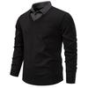 Autumn Winter Mens Long Sleeve Lapel Pullovers Fake Two-Piece Warm Knit Sweater