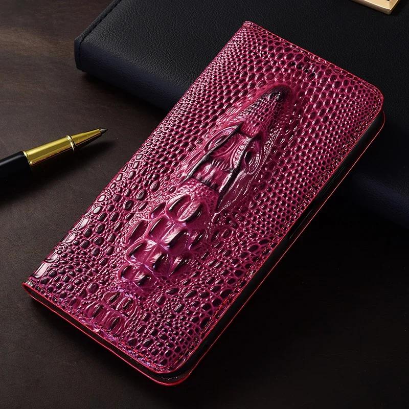 For XIAOMI Mi 15 Ultra 15Ultra 5G Flip Case 3D Crocodile Head Magnetic Cover Cowhide Genuine Leather Card Pocket Wallet Covers