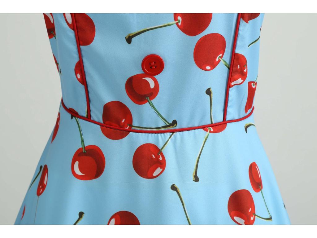 Retro Hepburn Style 50s Splicing Sling Slim Swing Skirt Dress 3186