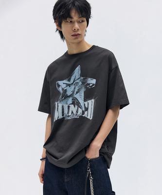 MAISON MINED Lucent Star Graphic Half T Charcoal