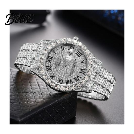 Men Quartz Movement Umber Calendar Alloy Rhinestone Round Dial Watch Ladies Decor Roman Casual Outfit