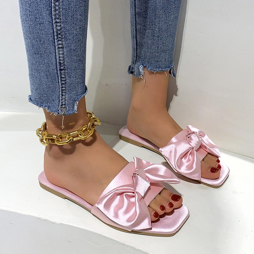 Bow Tie, Beach Sandals, Women's Slippers, Plus Size Flat Shoes, Sandals