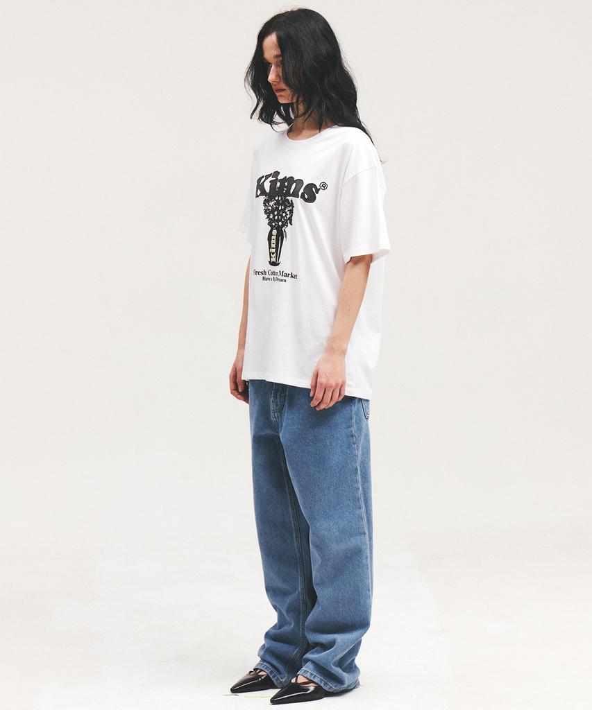 Kimseupeulesikoteunmakes (Unisex) Popcorn Flower Tee White