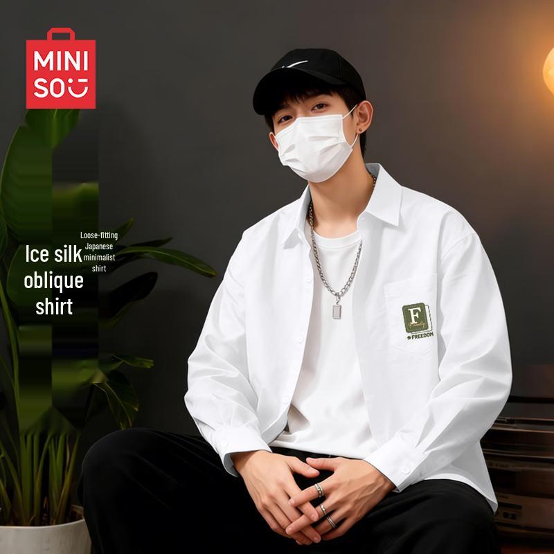 

MINISO Мужская американская ретро рубашка с длинным рукавом 2XL