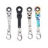 Custom Color Flexible Head Anodized Mini 10mm Ratchet Wrench with Keychain Adjustable Hand Repair Tool