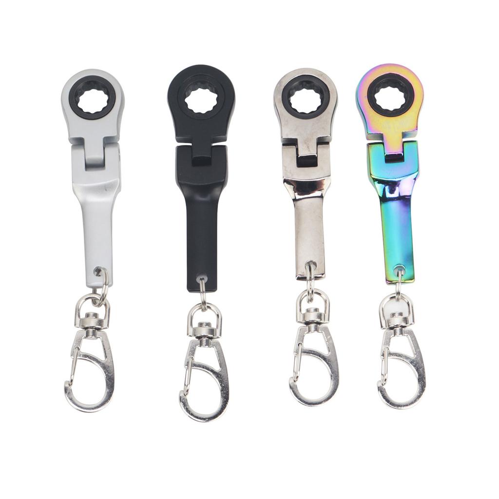 Custom Color Flexible Head Anodized Mini 10mm Ratchet Wrench with Keychain Adjustable Hand Repair Tool