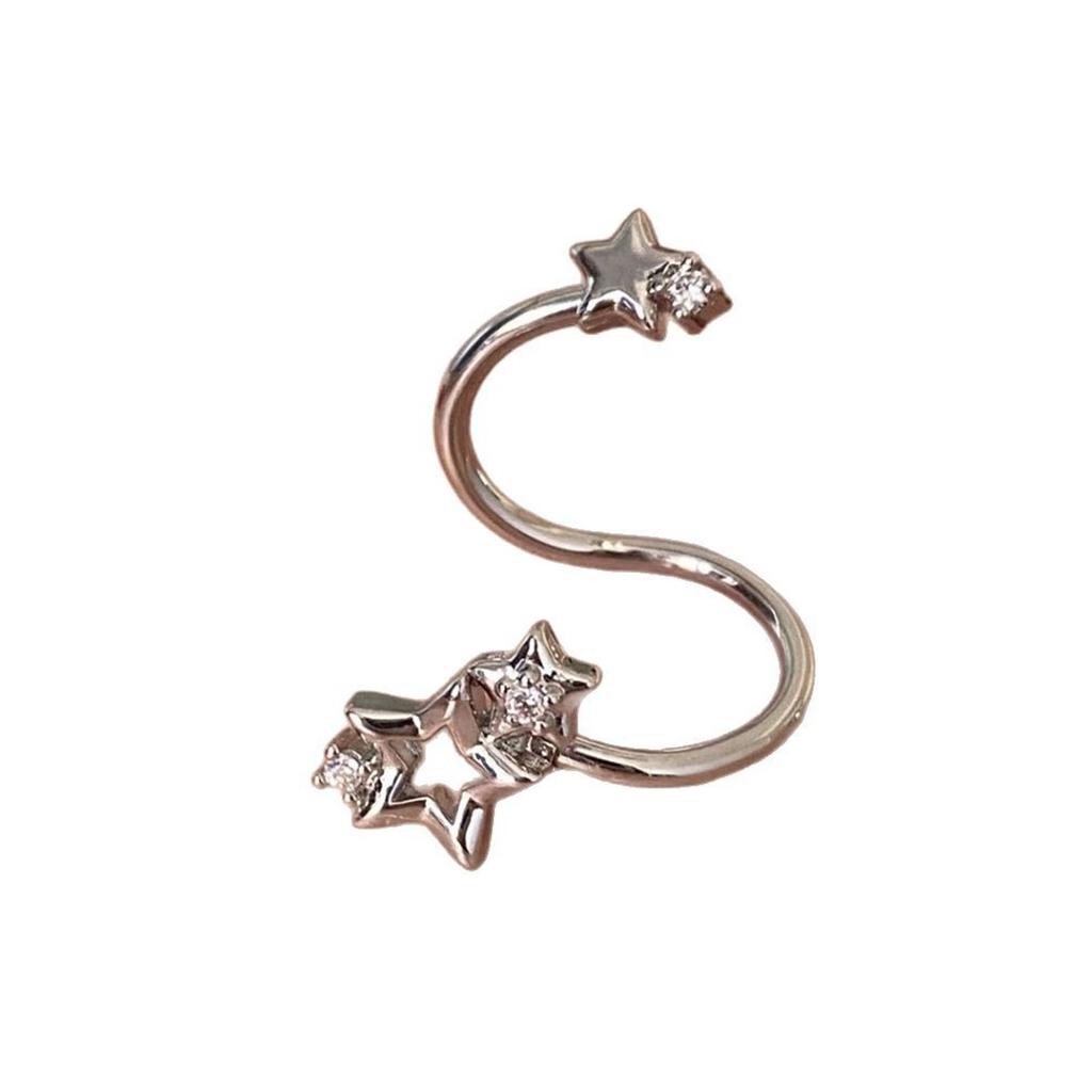 Star Zircon Ear Cuff Jewelry Hypoallergenic Titanium Steel Cartilage Earring With Secure Fit For Daily Wear