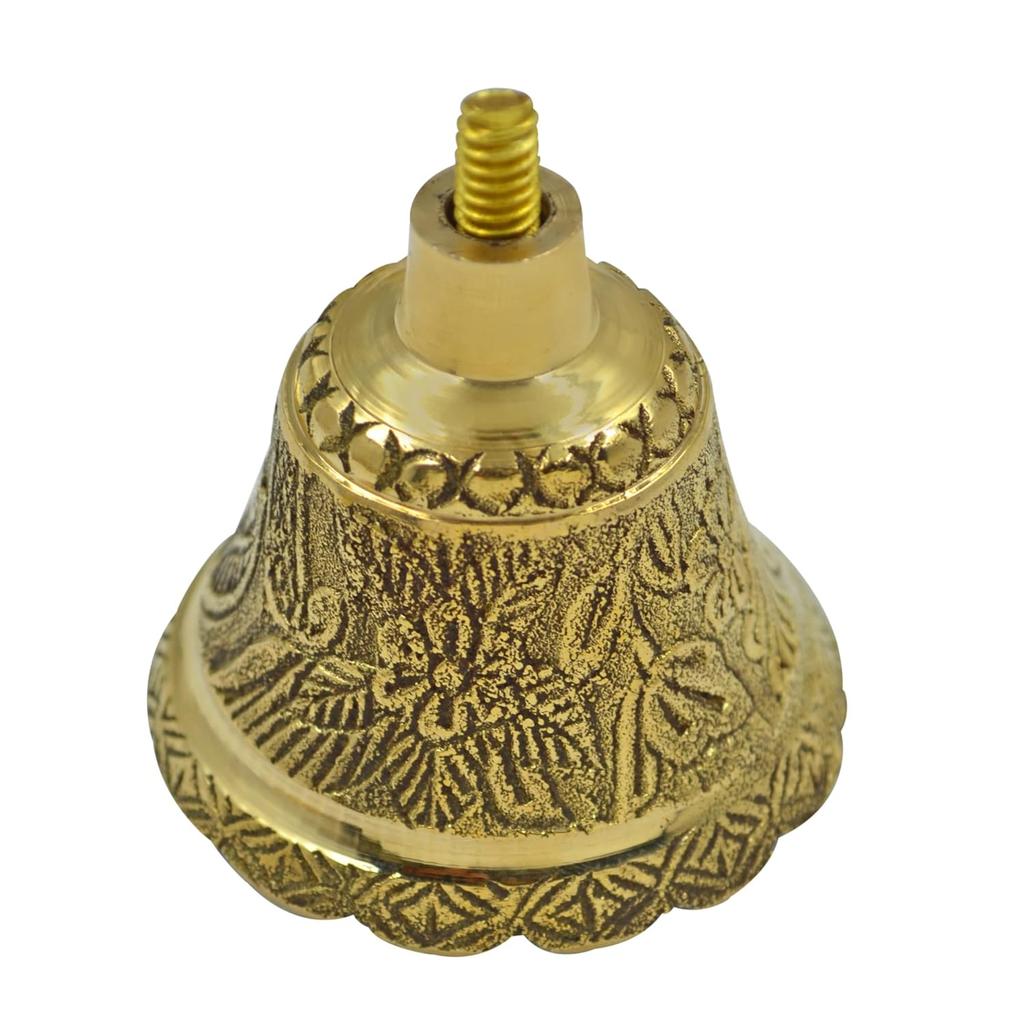 Brass Hand Bell for Pooja Ghanti for Mandir, Peacock Design Hand Bell Ghanti, Pooja Decoration Items, (11.5 CM Height, Golden)