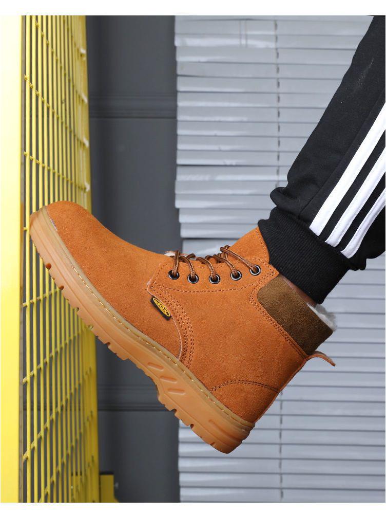 Unisex Winter Steel Toe Work Shoes - Anti-Smash, Anti-Puncture, Lightweight, Anti-Odor, Plus Velvet Cotton Lining for Welders.