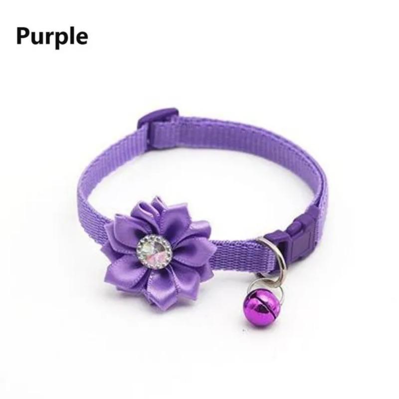 

1 Pc Pet Collar Bell Flower Adjustable Easy Wear Buckle Dog Cat Collar Bells Pet Supplies фиолетовый