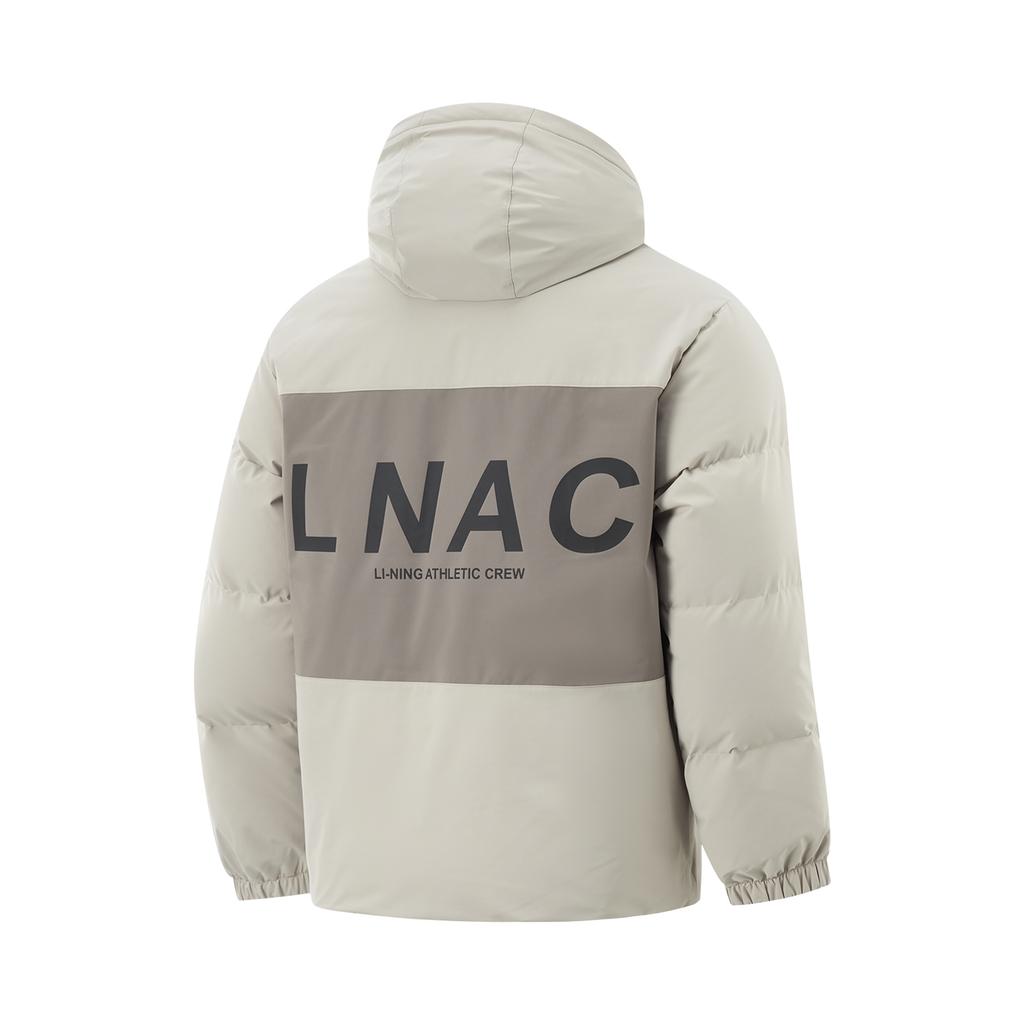 Li Ning Hot Pot Down Jacket Series Water-Resistant Infrared Warm Letter Casual Short Winter Down Jacket Men Jackets Dusty-Gray AYMU251-1